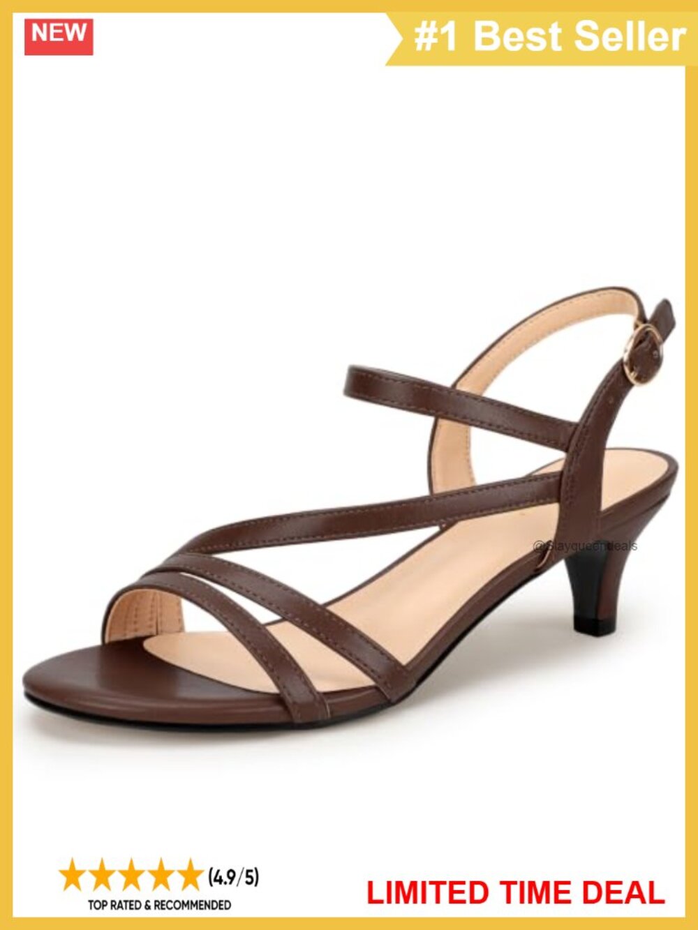 Womens Strappy Kitten Heel Sandals 2 Inch Low Heel Open Toe Slingback